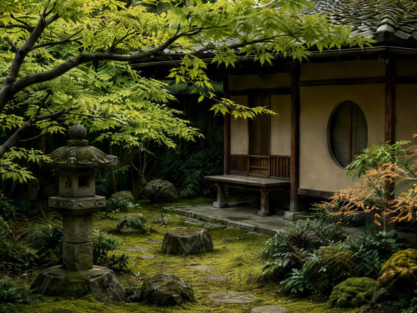 Traditional Kyoto garden and tea house