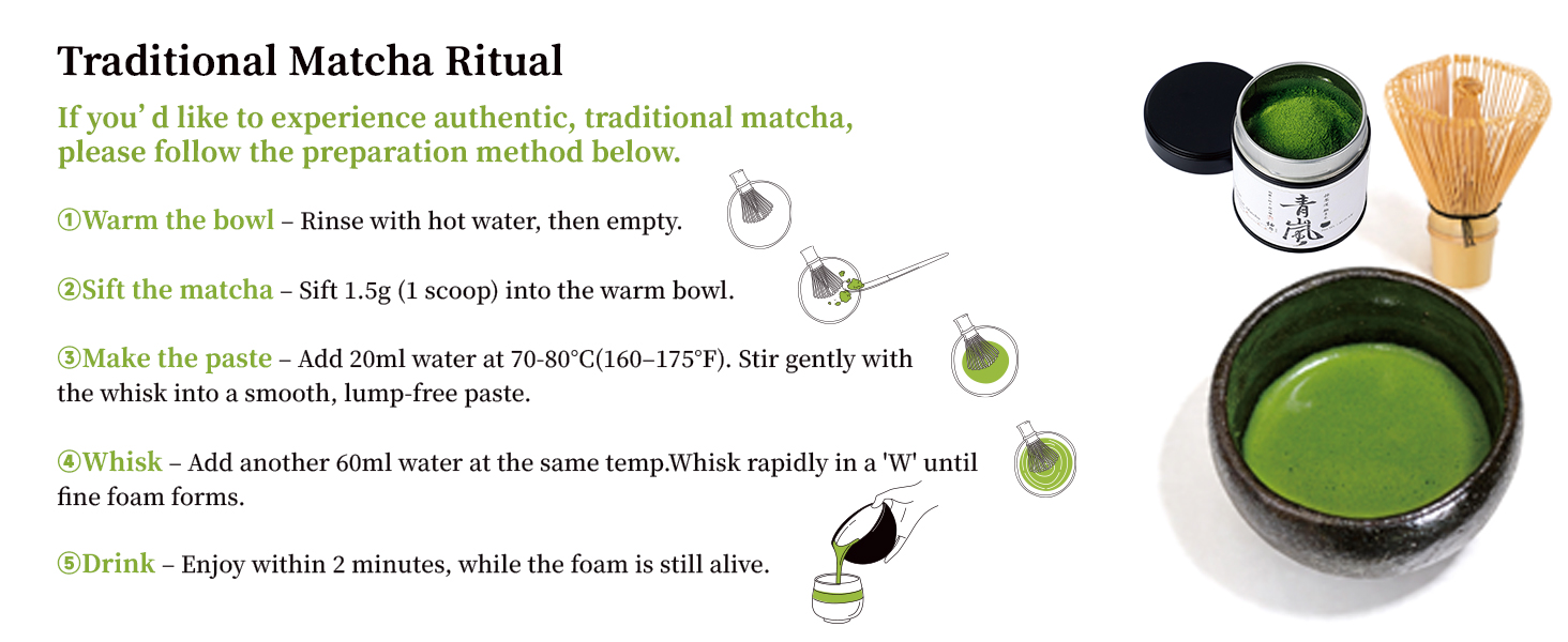 Traditional matcha preparation guide